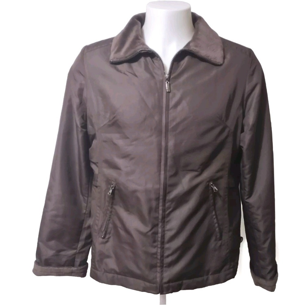 Weather Tamer Jacket L Womens Cabin‎ Gorp Norm Core Brown Zip Fleece Trim 626450